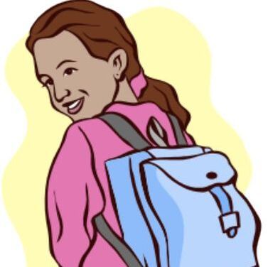 Girl with backpack illustration