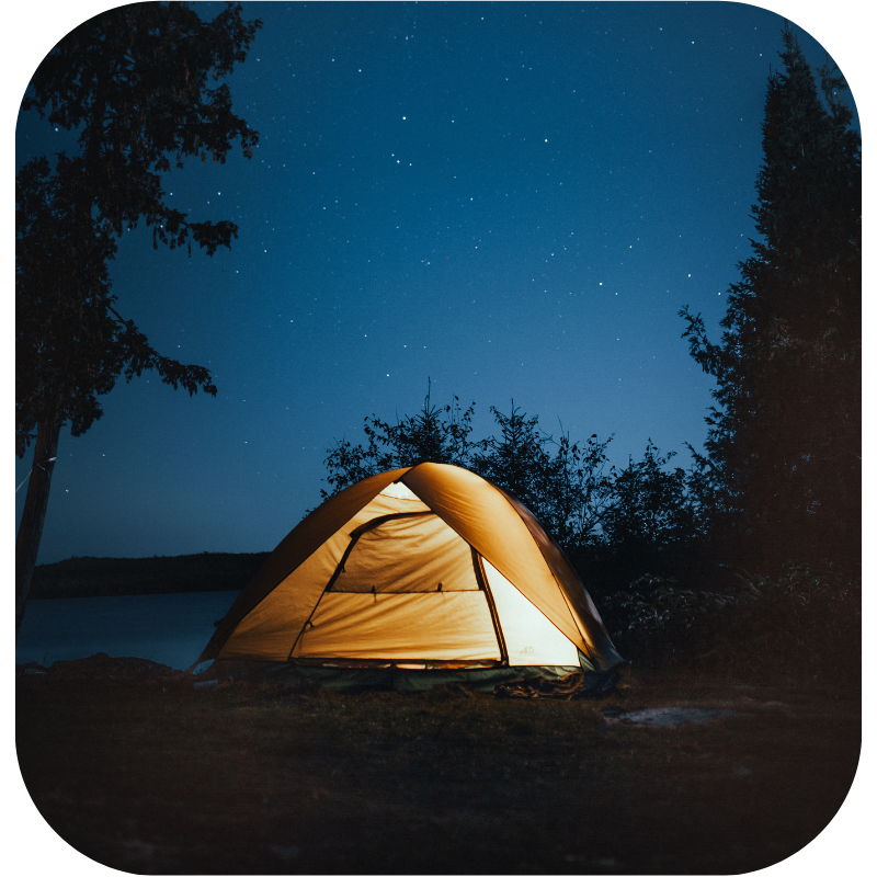 Picture of tent against blue night sky